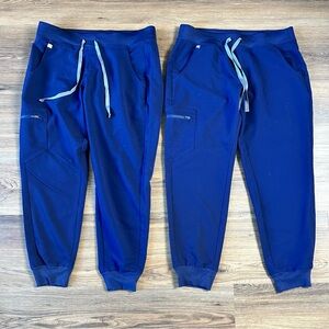 Figs Women Zamora Jogger Scrub Pants Mid Rise Navy Blue Medium Petite Lot Of 2